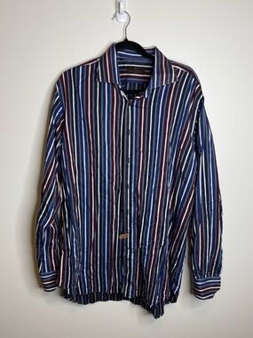 Etro Men’s Oversized Multicolor Striped Dress Shirt size 44